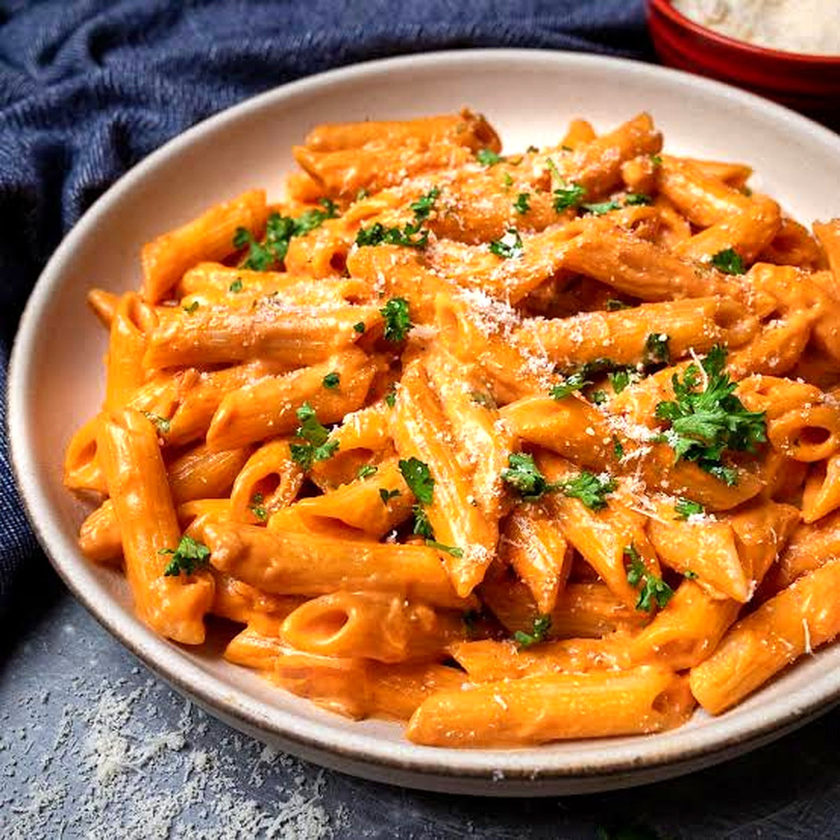 Chicken Penne Pasta with creamy pink sauce