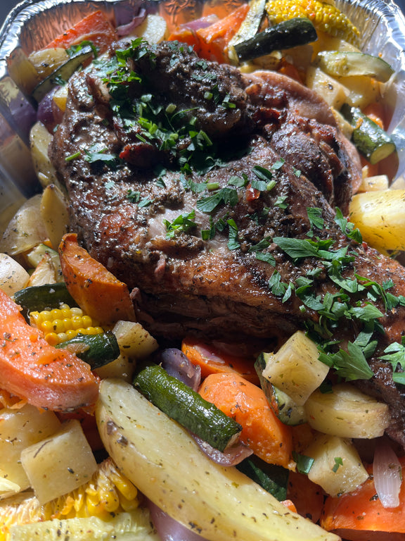 Lamb Roast with Roasted Vegetables & Gravy