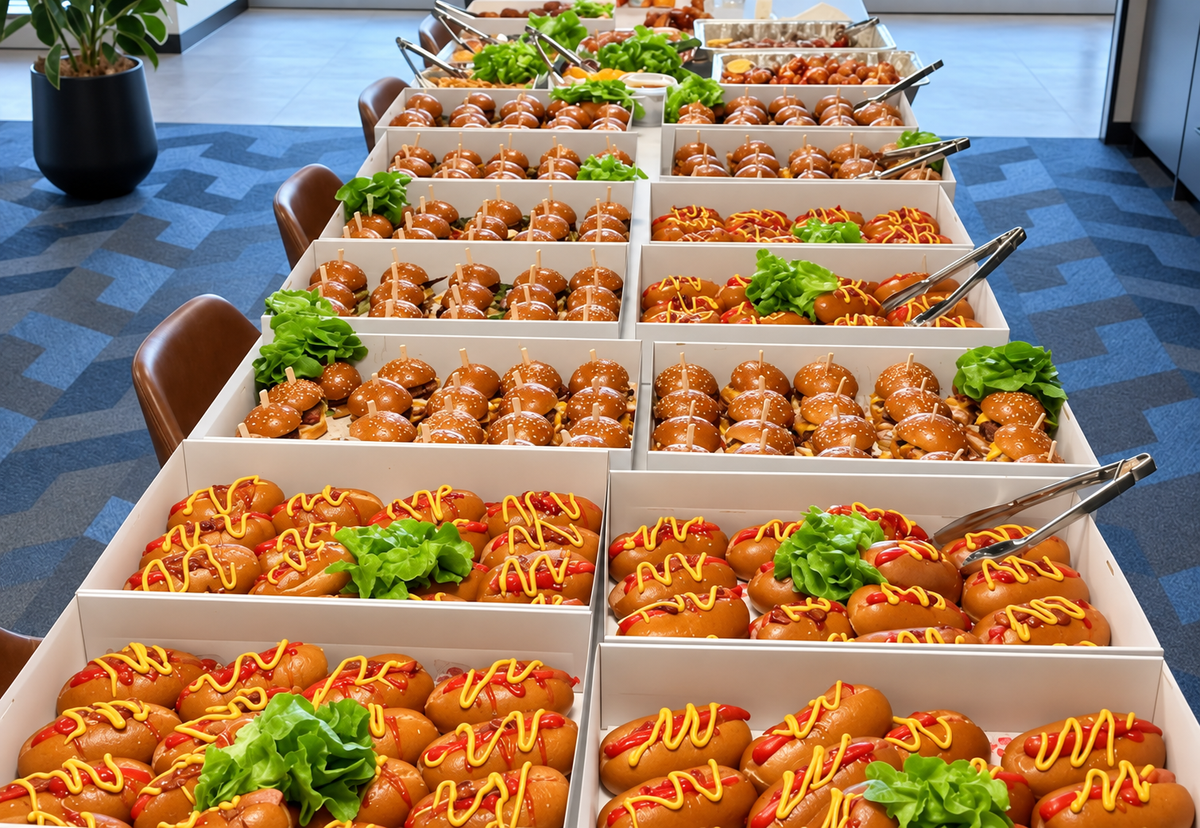Individual salad cups packed for delivery