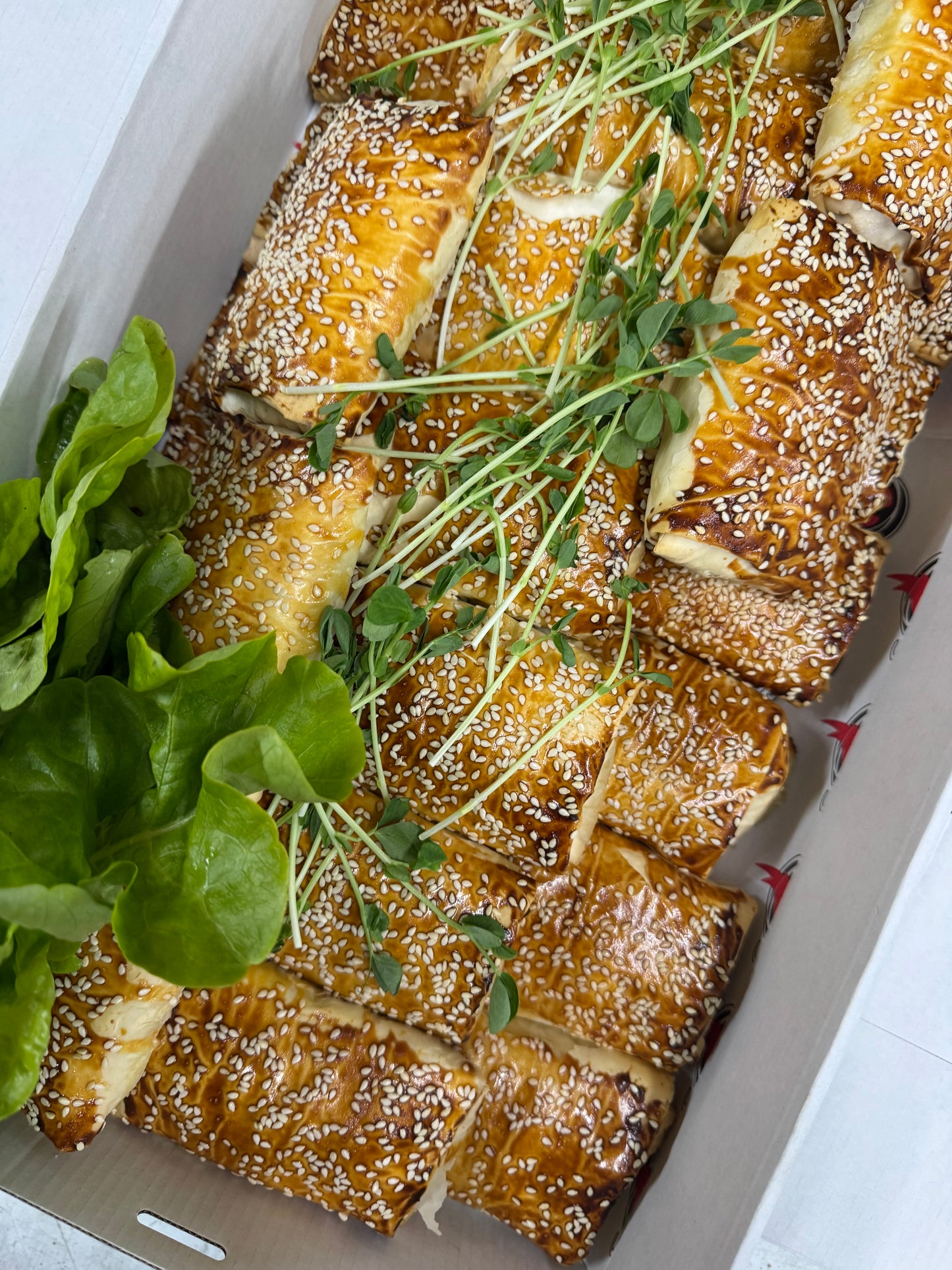 Crispy baked filo pastry rolls filled with chicken,
Mushroom and cheese