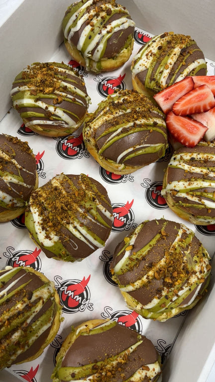 Dubai Chocolate filled pistachio donuts