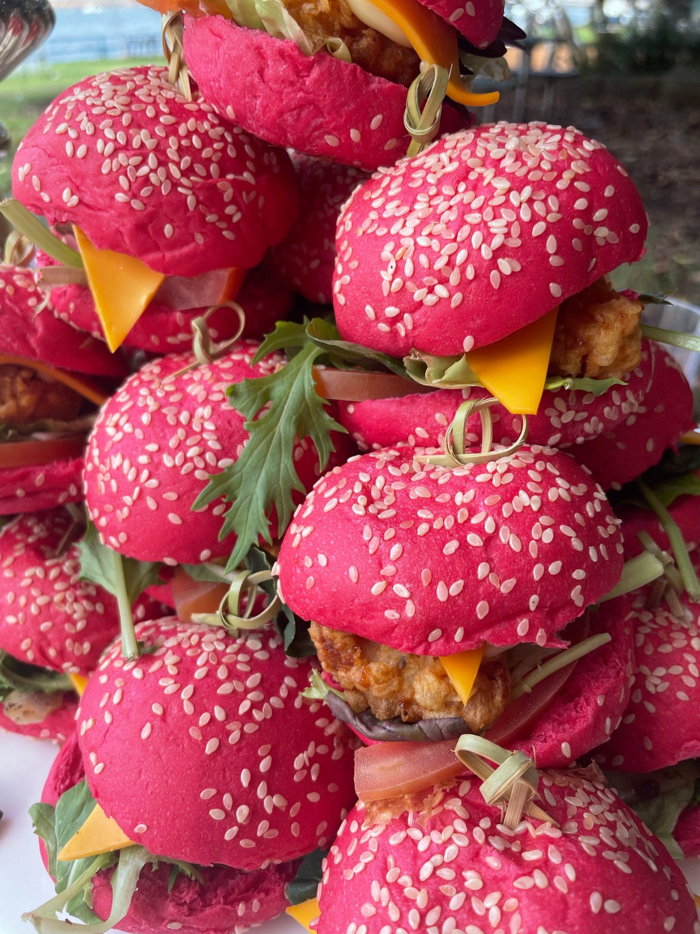 Coloured Mini Burgers - Sammys Catering & Co