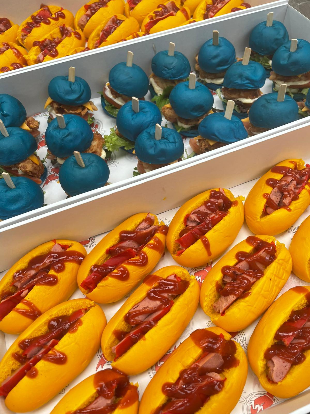 Mini Coloured Hotdogs - Sammys Catering & Co